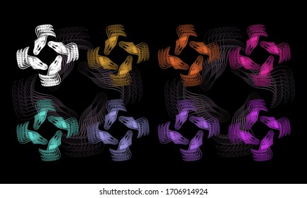 Ocho tipos de diseños abstractos con ocho colores diferentes. Este diseño puede utilizarse como fondo, logotipo, banners, plantillas, tarjetas de felicitación y otros
