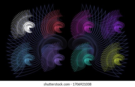 Eight kinds of abstract designs with Eight different colors. This design can be used as a background,logo,banners, templates, greeting cards and others
