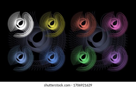 Eight kinds of abstract designs with Eight different colors. This design can be used as a background,logo,banners, templates, greeting cards and others
