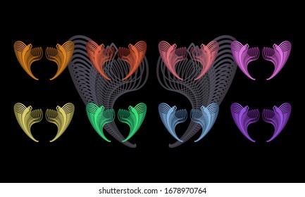 Eight kinds of Abstract Horn designs with eight different colors. This design can be used as a background or ornament for banners,  frame,templates, greeting cards and others
