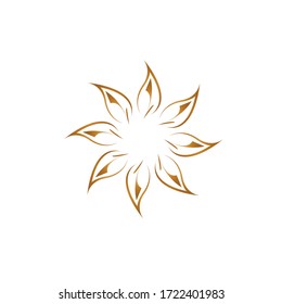 Eight leaf logo icon vector. Design polar color gold on white background. Design for illustration, identity, web, symbol, card, template. Set 10