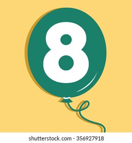 Eight  logo with balloon. Vector illustration.