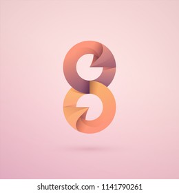 eight logo style with purple and broen gradient color combination