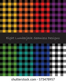 Eight Lumberjack Seamless Pattern Designs Collection