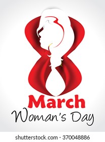 Eight March Woman's Day background with lady vector illustration