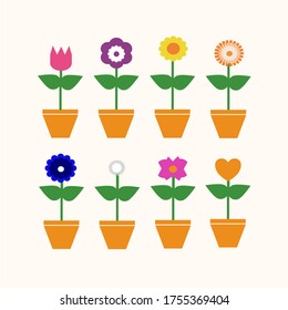 Eight  minimal flower vector style 