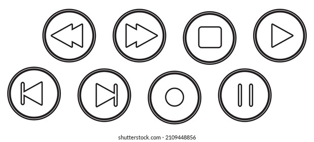 eight music and video player navigation button icon design set navigation vector illustrator eps 10
