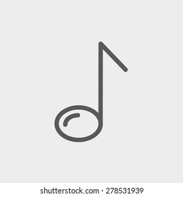 Acht Noten Symbol dünne Linie für Web und mobile, moderne minimalistische flache Design. Vektorgrafik, dunkelgraues Symbol auf hellgrauem Hintergrund.