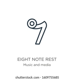 Eight note rest icon. Thin linear eight note rest outline icon isolated on white background from music and media collection. Line vector sign, symbol for web and mobile
