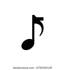 Eight note symbol silhouette vector flat design on white background.