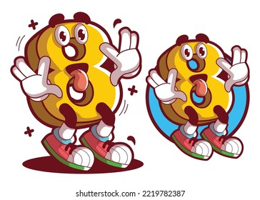 Eight number cartoon mascot characters