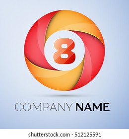 Eight number colorful logo in the circle. Vector template for your design