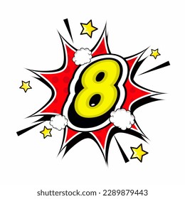 eight number comic bubble pop art vector 