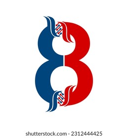 ilustración de la plantilla de logotipo dna de ocho números