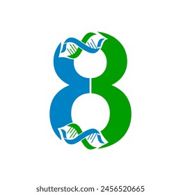 Eight number dna logo template illustration