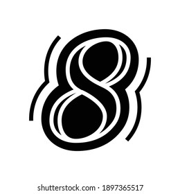 eight number glyph icon vector. eight number sign. isolated contour symbol black illustration