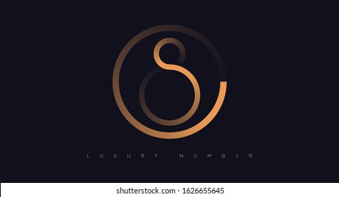 Eight number golden icon. Flat design