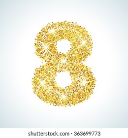 Eight Number Golden Style Vector Illustration Stock Vector (Royalty ...