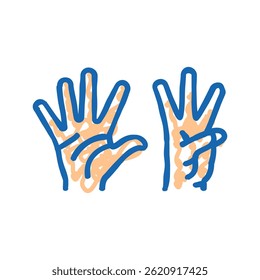 eight number hand gesture doodle icon sketch vector. eight number hand gesture sign. isolated symbol illustration