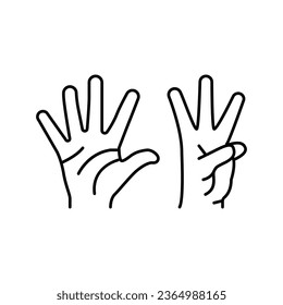 eight number hand gesture line icon vector. eight number hand gesture sign. isolated contour symbol black illustration