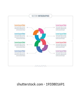 eight number infographic template. web, internet, annual report, magazine infographic template. eight option information template
