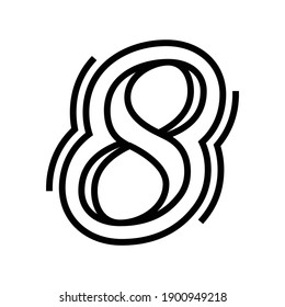 eight number line icon vector. eight number sign. isolated contour symbol black illustration