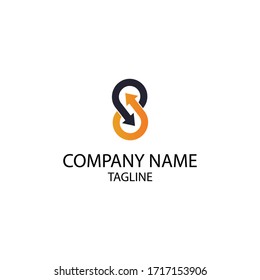 Logotipo de ocho números con elementos de diseño de flecha. Puede utilizarse para empresas consultoras