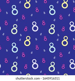 Ocho números sin problemas. Antecedentes del día de la mujer. Patrón sin fisuras del Día de la Mujer para tela, textil, envoltura, papel pintado