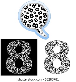 Eight. Number signs. Vector illustration.