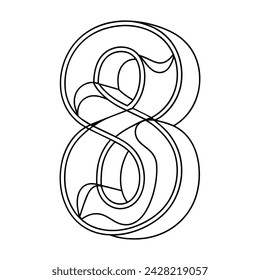 Eight numeric character continuous line art drawing