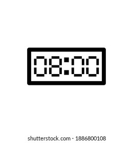 Acht Uhr. Vektorgrafik einer digitalen Uhr mit digitalen Zahlen. Einzeln auf bearbeitbarem, leerem Hintergrund.