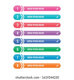 eight option bar banner template. 0-8 numbers button concept