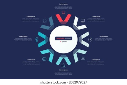 Eight option circle infographic design template. Vector illustration.