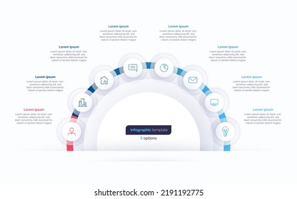 Eight option circle infographic design template. Vector illustration.