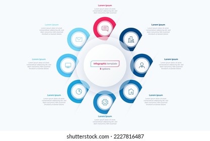 Eight option circle infographic design template. Vector illustration.