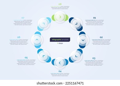 Eight option circle infographic design template. Vector illustration.