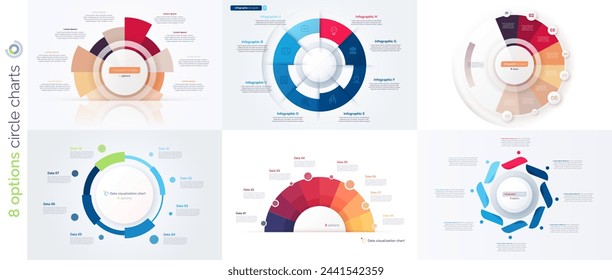 Eight option circle infographic design templates. Vector illustration.