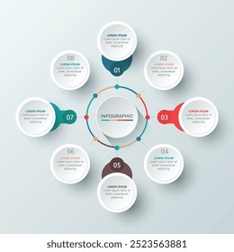 Eight option circle infographic design templates. Vector illustration.