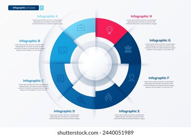 Eight option cycle infographic chart. Vector illustration.