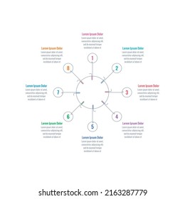 eight option informational templates. circular wheel infographic template. magazine, internet, web, business, annual report infographic template