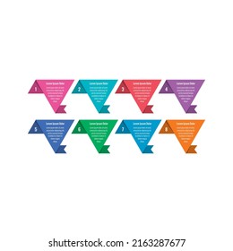 ocho plantillas informativas de opciones. plantilla de infografía de documentos plegados. plantilla informativa de triángulos coloreados. plantilla de infografía para internet, web, revista, informe anual