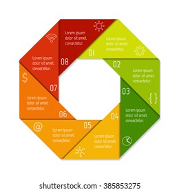Eight options infographic banner. Isolated polygonal workflow layout. Number banner template for diagram, presentation or chart. 8 parts progress steps for tutorial. Business concept sequence banner.