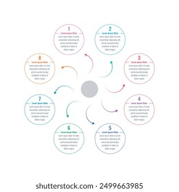 eight options infographic template. Infographic template for annual report, catalog, magazine. Informational template for business, science world
