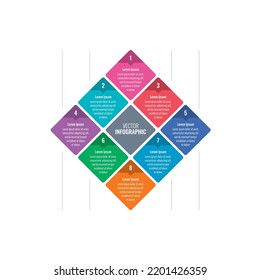 ocho opciones plantilla de infografía. plantilla informativa de cuadrados de color. plantilla de infografía para empresas, web, revista, internet, informe anual
