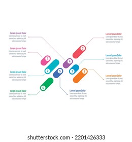 eight options infographic template. geometric technological infographic template. internet, magazine, annual report information template. infographic for the world of science, education