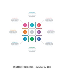 eight options infographic template. geometric informational template. web, internet, annual report, magazine, business infographic template