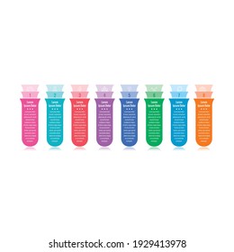 eight options infographic template. test tubes and scientific information themed. business infographic template