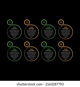 eight options linear infographic template. internet, annual report, web, business, magazine information template. infographic template for business and education