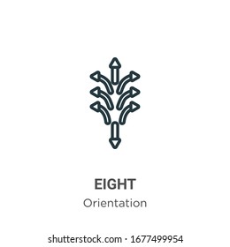 Eight outline vector icon. Thin line black eight icon, flat vector simple element illustration from editable orientation concept isolated stroke on white background
