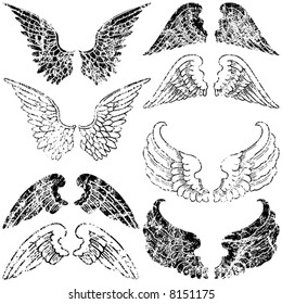 Eight Pairs of Grunge Angel Wings